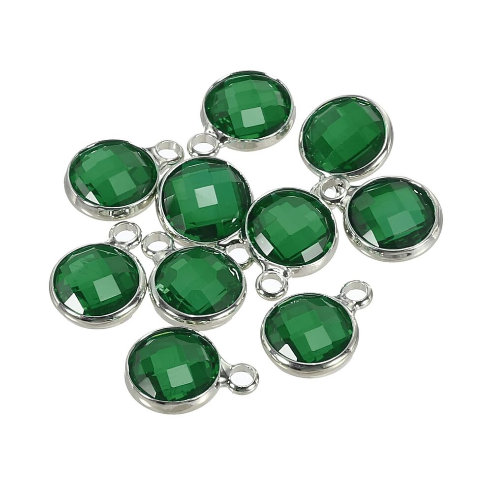 4323 Crystal Birthstone Charm 9mm Dia May Pendant Drop Beads Green